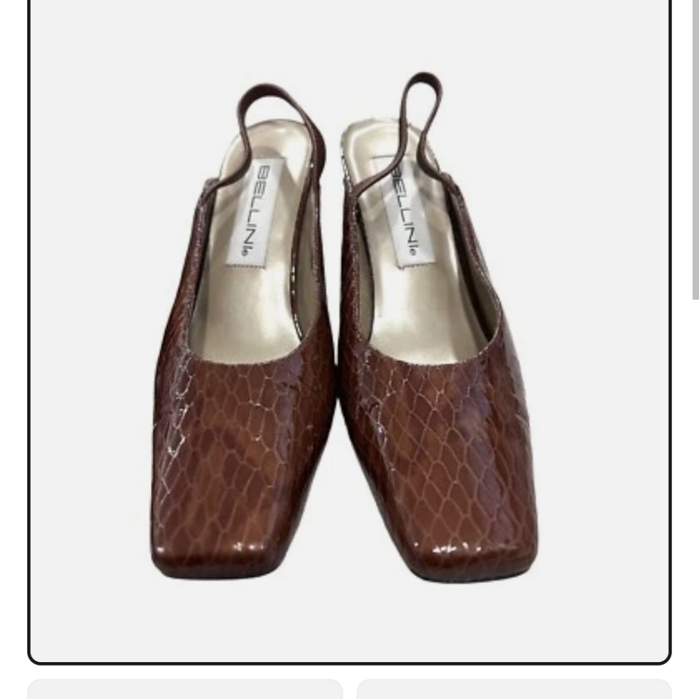 Bellini Snakeskin Embossed Patent Leather Sling Back. Sz 7m EUC